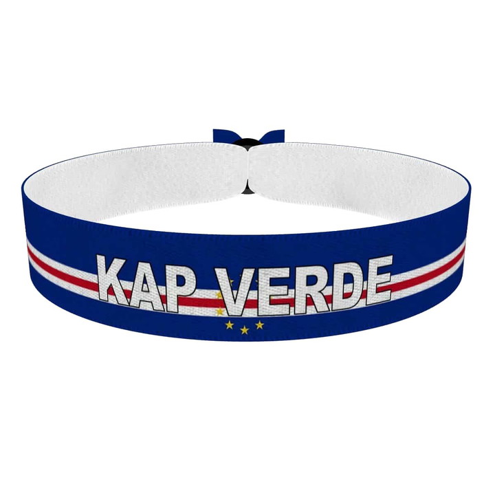 Zum Produkt Kap Verde Flagge mit Ländername Stoffarmband