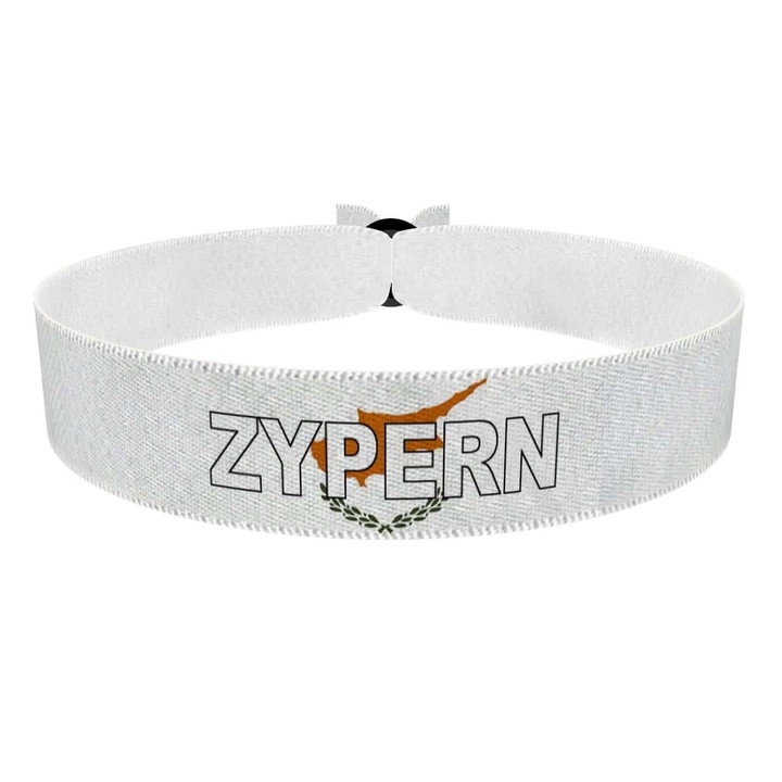 Zum Produkt Zypern Flagge mit Ländername Stoffarmband
