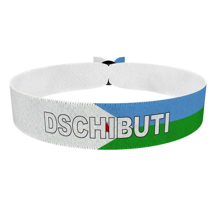 Zum Produkt Dschibuti Flagge mit Ländername Stoffarmband