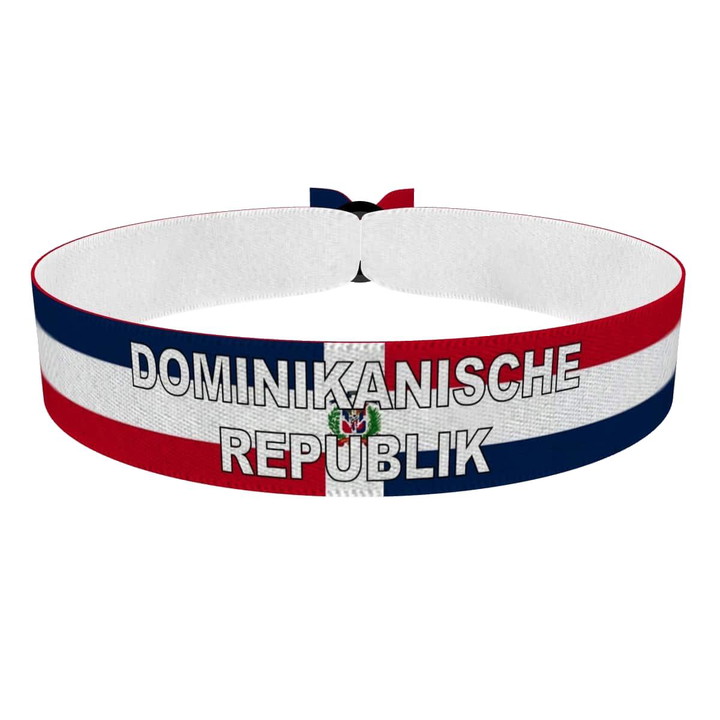 Zum Produkt Dominikanische Republik Flagge mit Ländername Stoffarmband