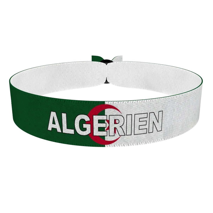 Zum Produkt Algerien Flagge mit Ländername Stoffarmband