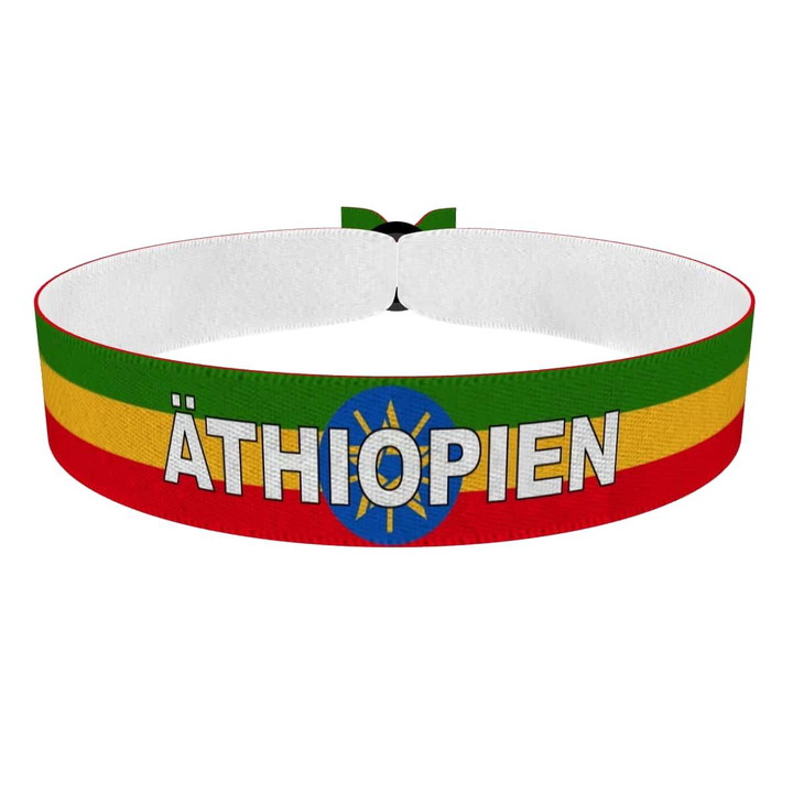 Zum Produkt Äthiopien Flagge mit Ländername Stoffarmband