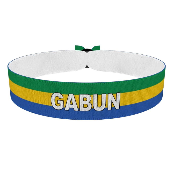 Zum Produkt Gabun Flagge mit Ländername Stoffarmband
