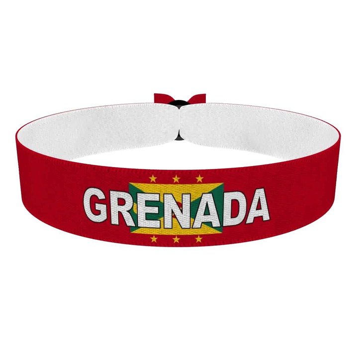 Zum Produkt Grenada Flagge mit Ländername Stoffarmband