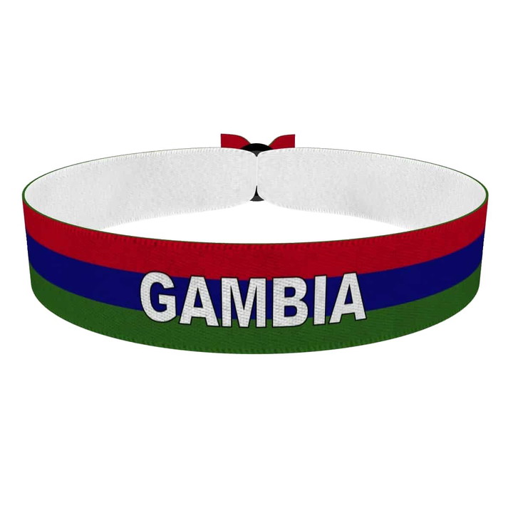 Zum Produkt Gambia Flagge mit Ländername Stoffarmband