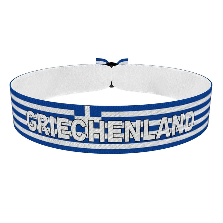 Zum Produkt Griechenland Flagge mit Ländername Stoffarmband