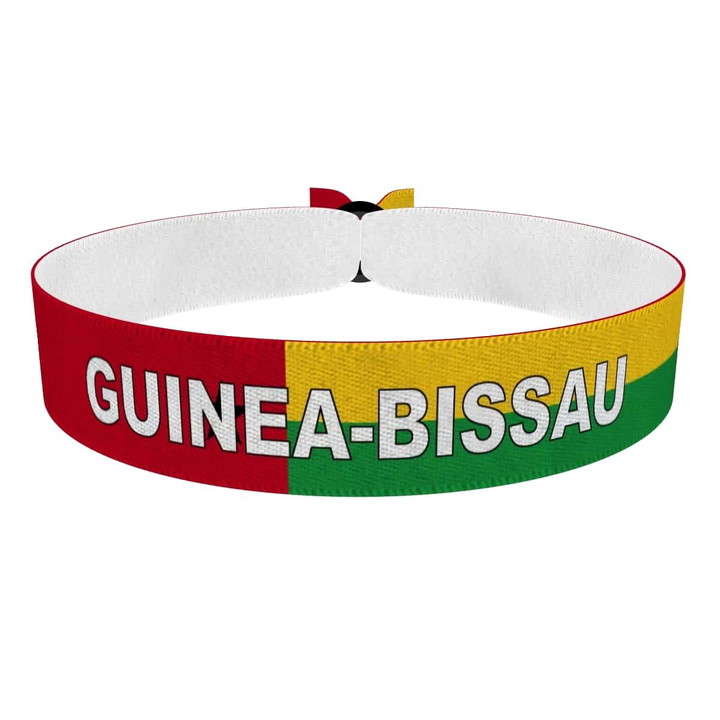 Zum Produkt Guinea-Bissau Flagge mit Ländername Stoffarmband
