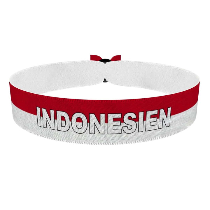 Zum Produkt Indonesien Flagge mit Ländername Stoffarmband