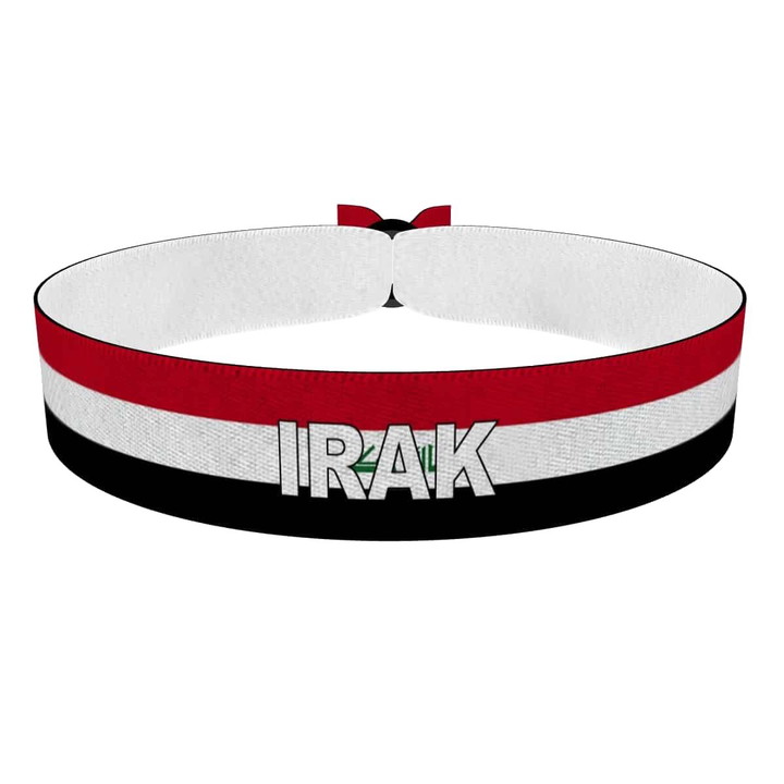 Zum Produkt Irak Flagge mit Ländername Stoffarmband