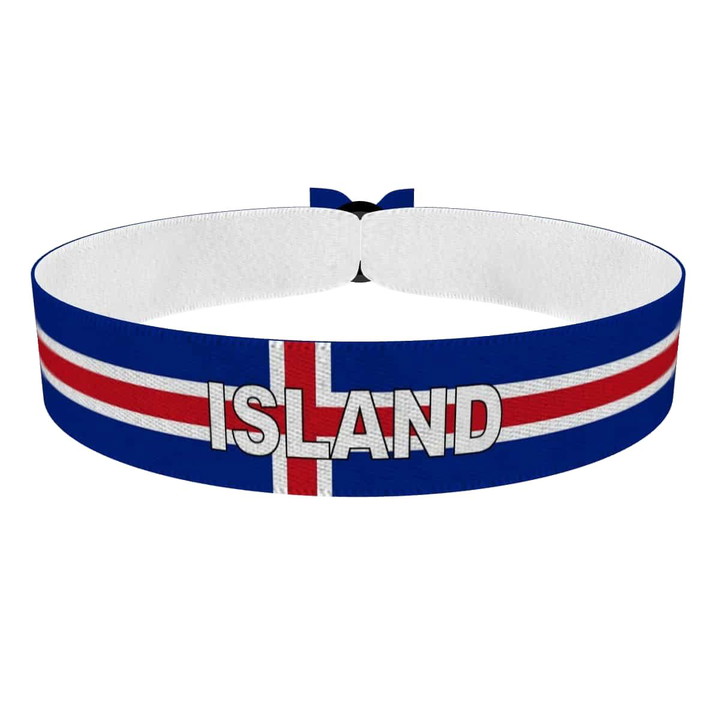 Zum Produkt Island Flagge mit Ländername Stoffarmband