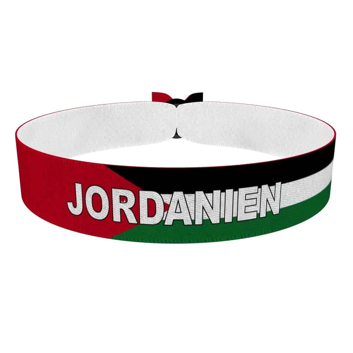 Zum Produkt Jordanien Flagge mit Ländername Stoffarmband