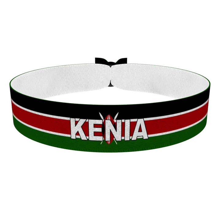 Zum Produkt Kenia Flagge mit Ländername Stoffarmband
