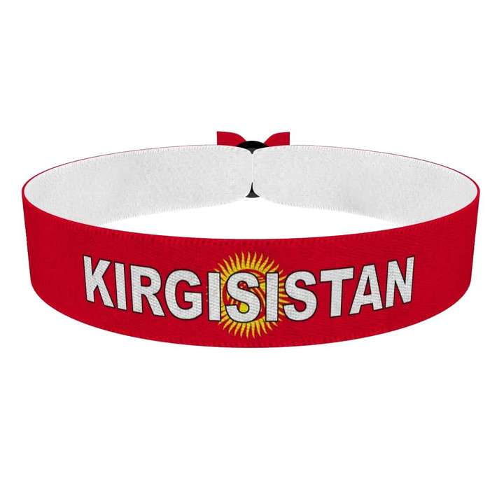 Zum Produkt Kirgisistan Flagge mit Ländername Stoffarmband
