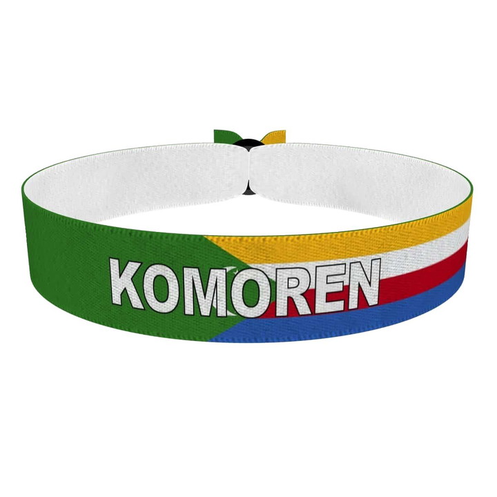 Zum Produkt Komoren Flagge mit Ländername Stoffarmband