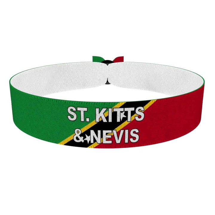 Zum Produkt St. Kitts und Nevis Flagge mit Ländername Stoffarmband