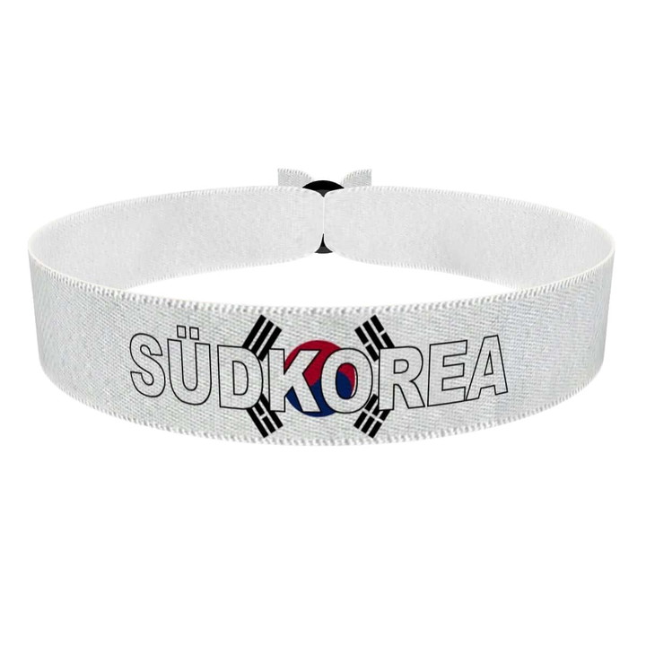 Zum Produkt Südkorea Flagge mit Ländername Stoffarmband