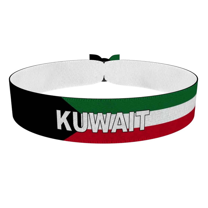 Zum Produkt Kuwait Flagge mit Ländername Stoffarmband