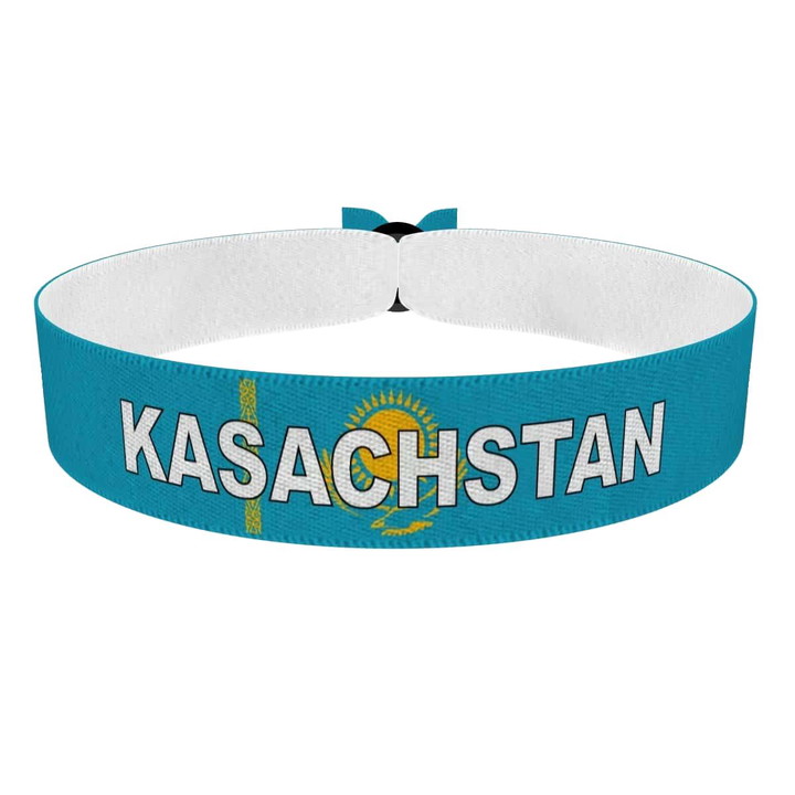 Zum Produkt Kasachstan Flagge mit Ländername Stoffarmband