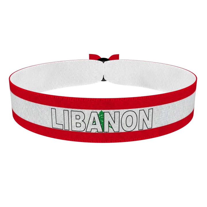 Zum Produkt Libanon Flagge mit Ländername Stoffarmband