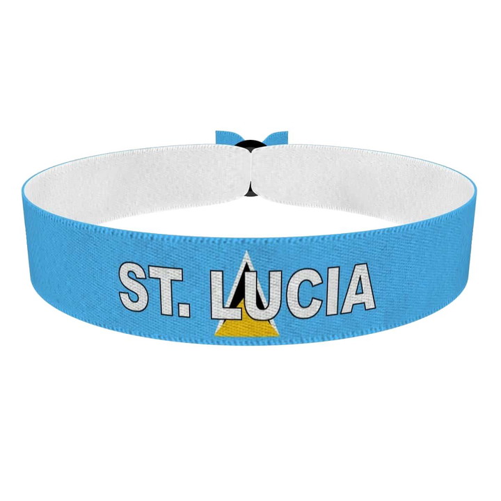 Zum Produkt St. Lucia Flagge mit Ländername Stoffarmband