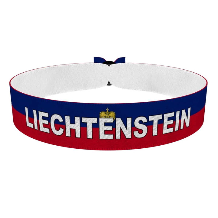 Zum Produkt Liechtenstein Flagge mit Ländername Stoffarmband