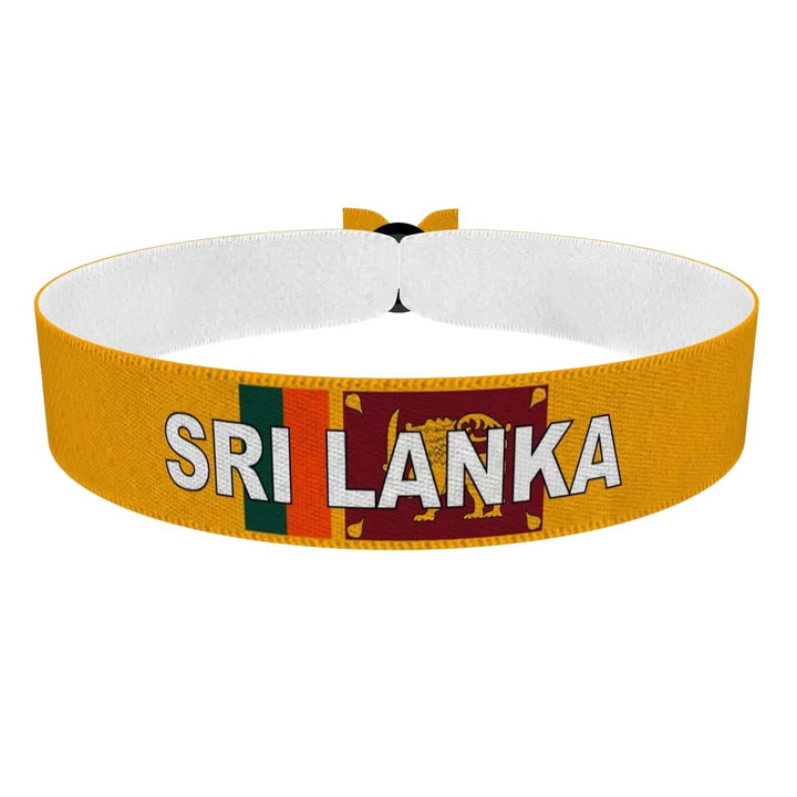Zum Produkt Sri Lanka Flagge mit Ländername Stoffarmband