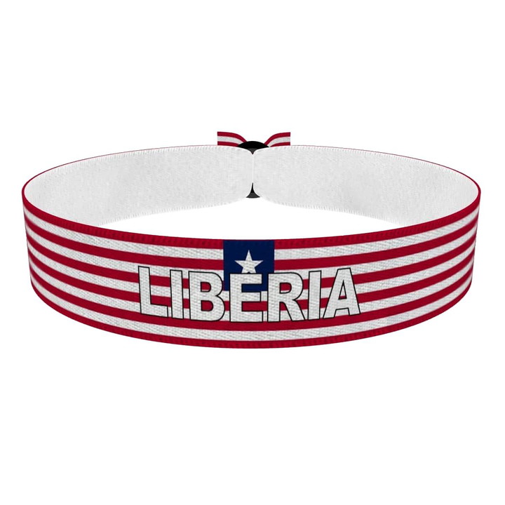 Zum Produkt Liberia Flagge mit Ländername Stoffarmband