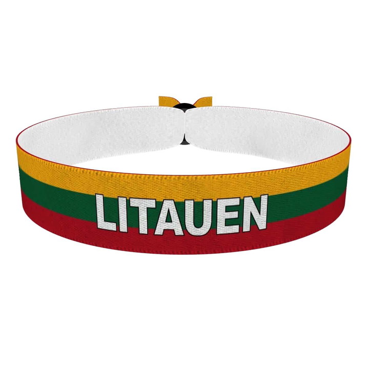 Zum Produkt Litauen Flagge mit Ländername Stoffarmband
