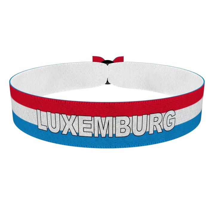 Zum Produkt Luxemburg Flagge mit Ländername Stoffarmband