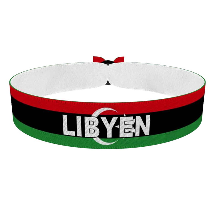 Zum Produkt Libyen Flagge mit Ländername Stoffarmband