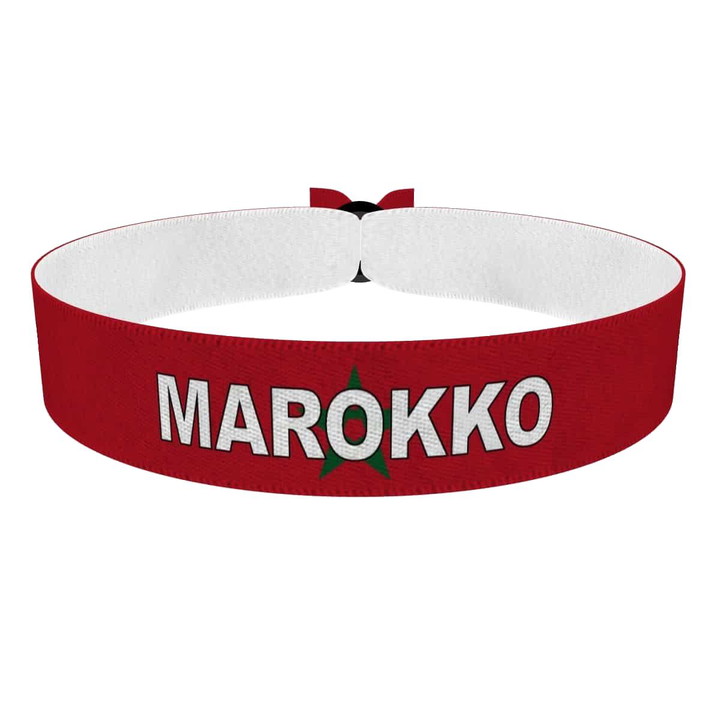 Zum Produkt Marokko Flagge mit Ländername Stoffarmband