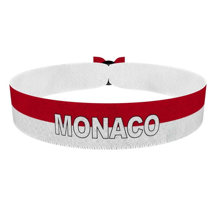 Zum Produkt Monaco Flagge mit Ländername Stoffarmband