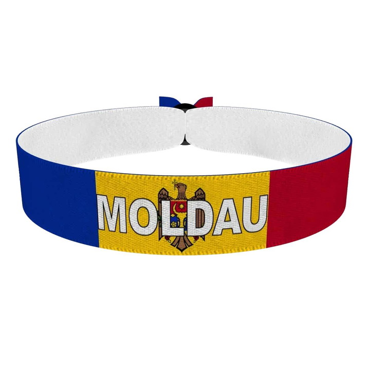 Zum Produkt Moldau Flagge mit Ländername Stoffarmband