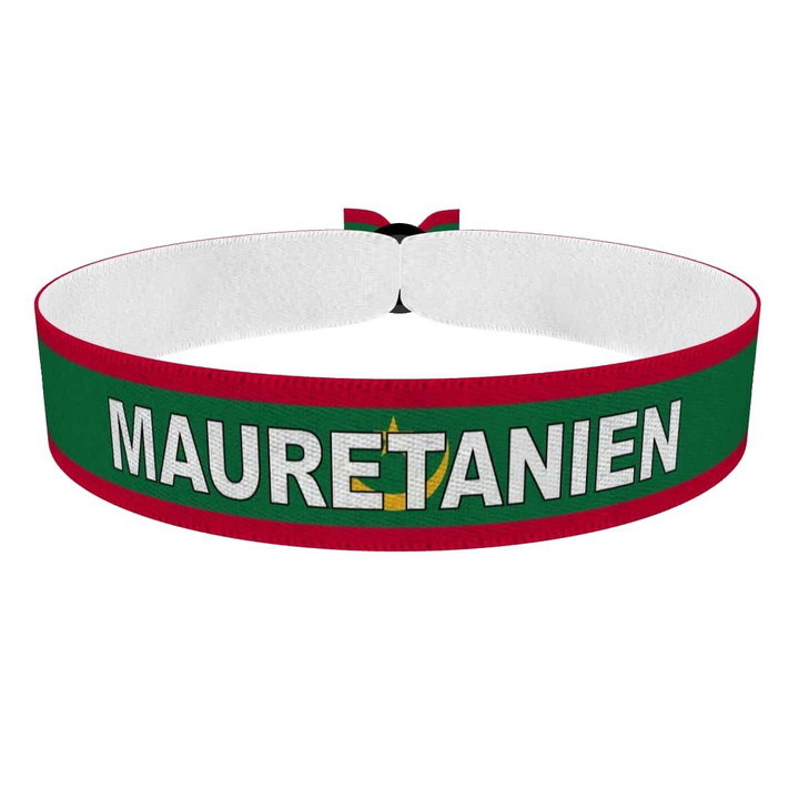 Zum Produkt Mauretanien Flagge mit Ländername Stoffarmband