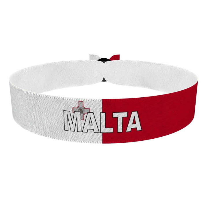 Zum Produkt Malta Flagge mit Ländername Stoffarmband