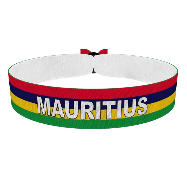 Zum Produkt Mauritius Flagge mit Ländername Stoffarmband