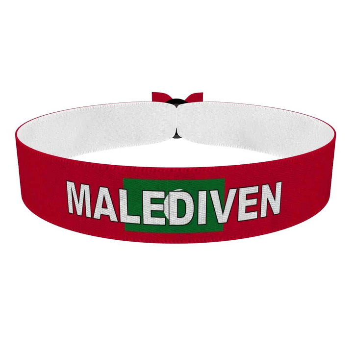 Zum Produkt Malediven Flagge mit Ländername Stoffarmband