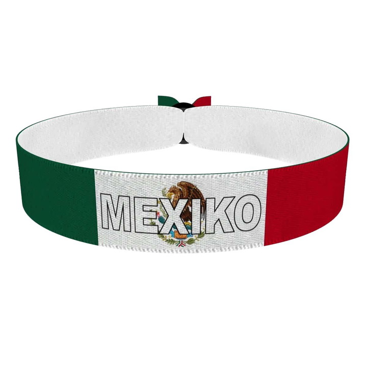 Zum Produkt Mexiko Flagge mit Ländername Stoffarmband