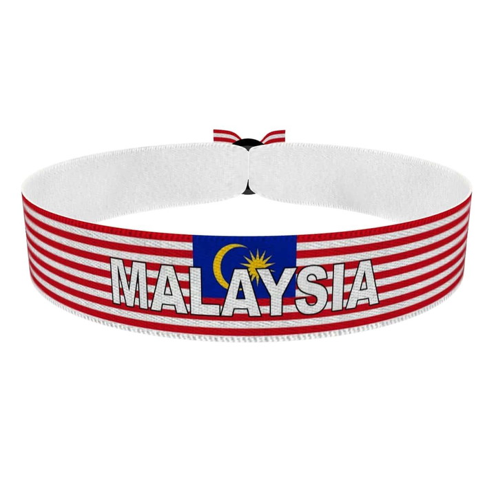 Zum Produkt Malaysia Flagge mit Ländername Stoffarmband