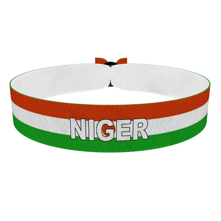 Zum Produkt Niger Flagge mit Ländername Stoffarmband