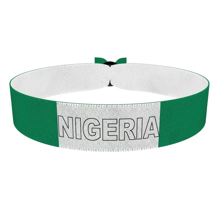 Zum Produkt Nigeria Flagge mit Ländername Stoffarmband