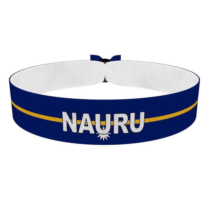 Zum Produkt Nauru Flagge mit Ländername Stoffarmband