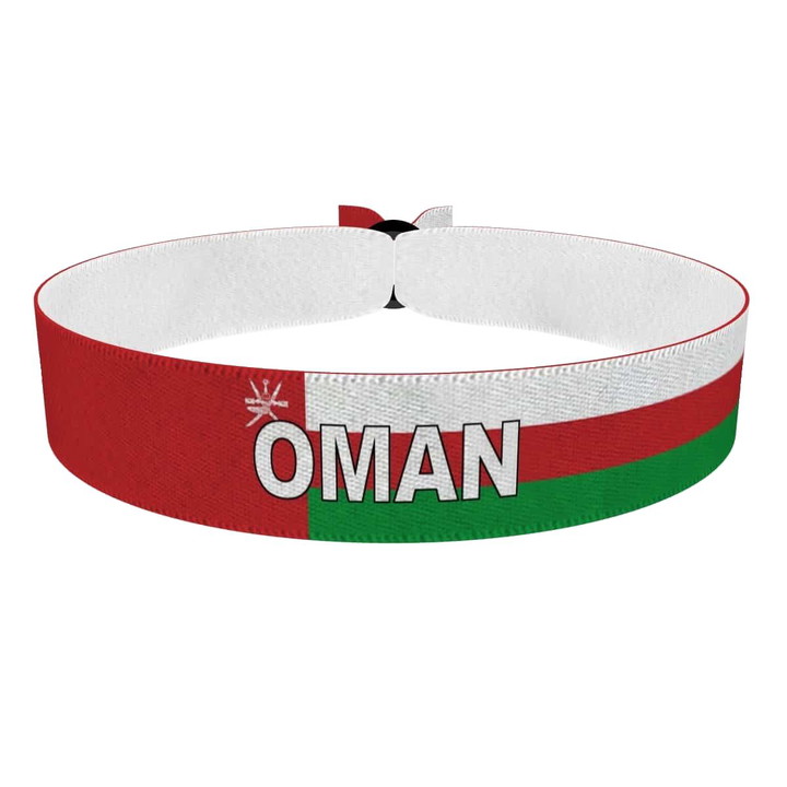 Zum Produkt Oman Flagge mit Ländername Stoffarmband