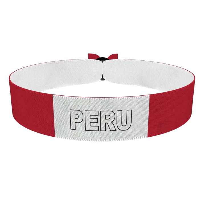 Zum Produkt Peru Flagge mit Ländername Stoffarmband