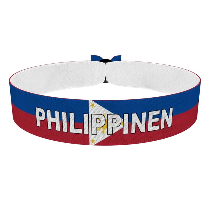 Zum Produkt Philippinen Flagge mit Ländername Stoffarmband