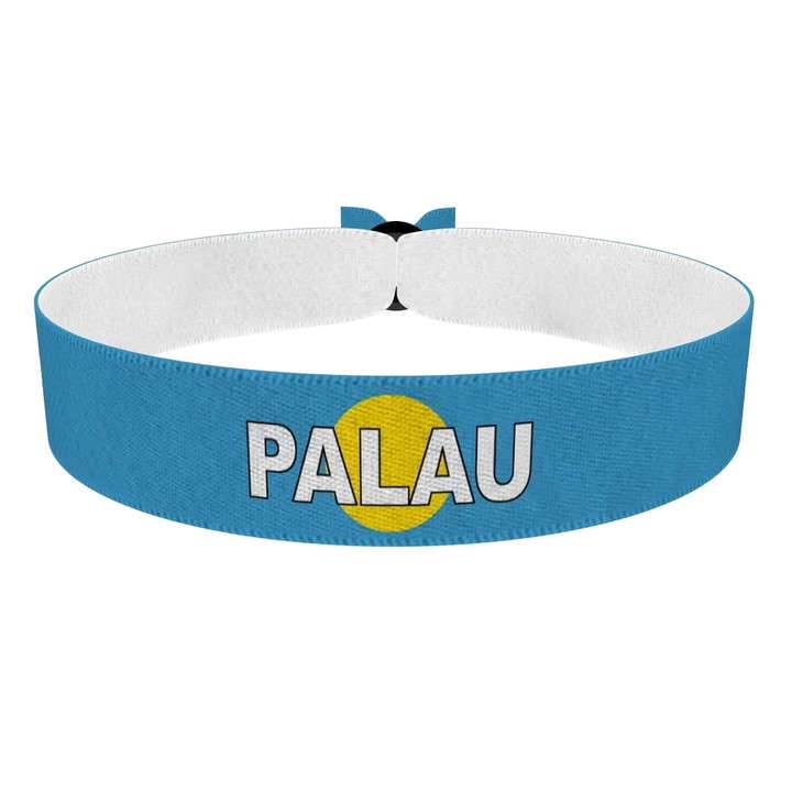 Zum Produkt Palau Flagge mit Ländername Stoffarmband