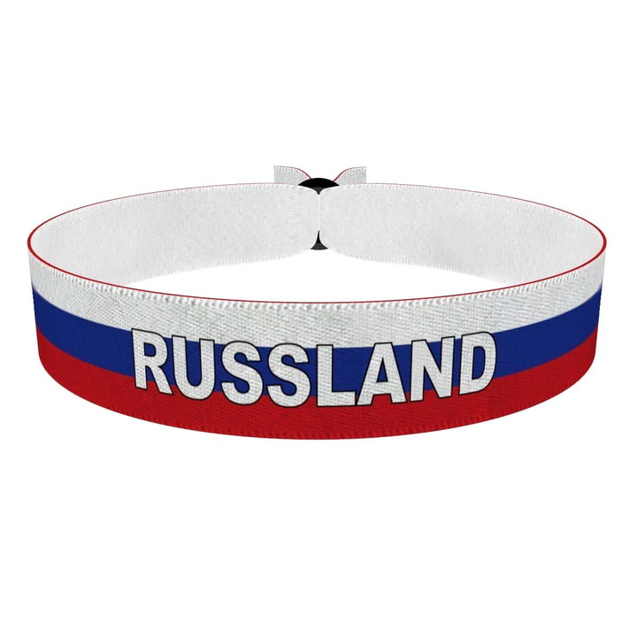 Zum Produkt Russland Flagge mit Ländername Stoffarmband