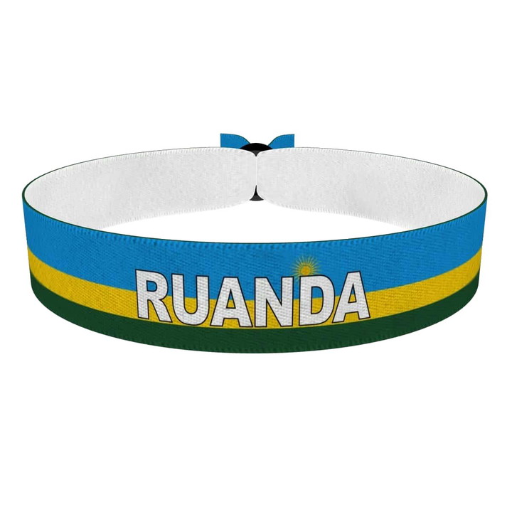Zum Produkt Ruanda Flagge mit Ländername Stoffarmband