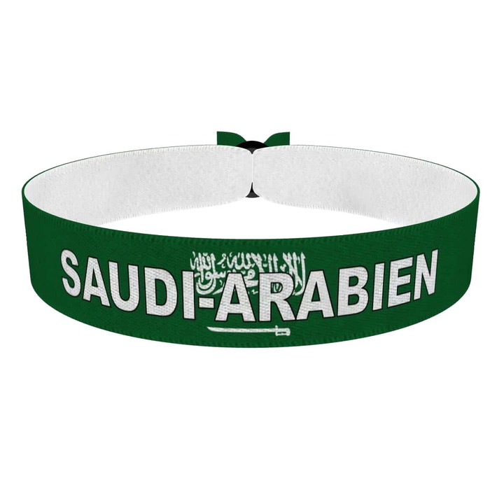 Zum Produkt Saudi-Arabien Flagge mit Ländername Stoffarmband