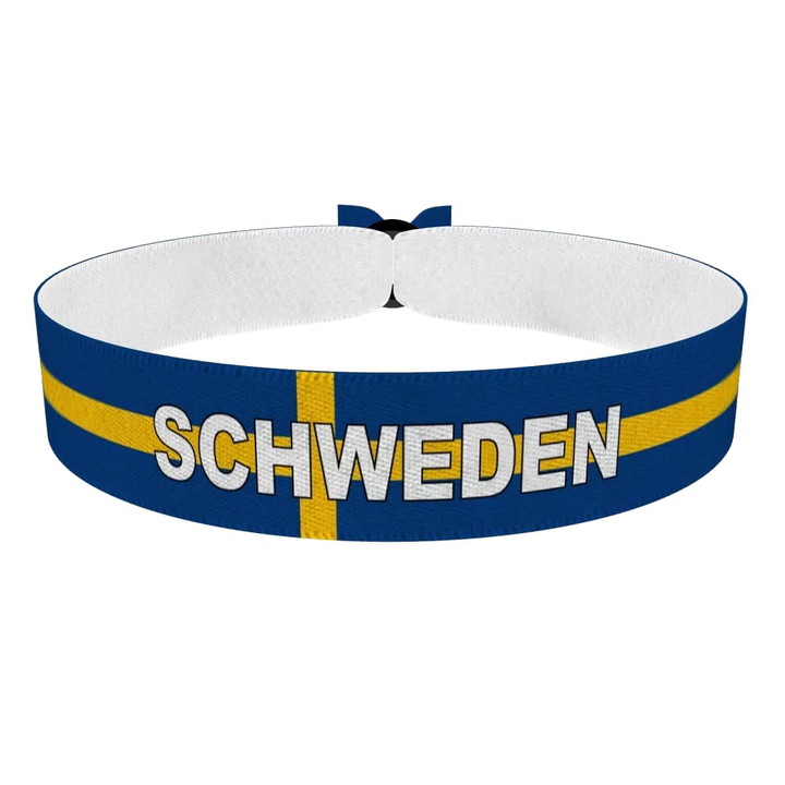 Zum Produkt Schweden Flagge mit Ländername Stoffarmband